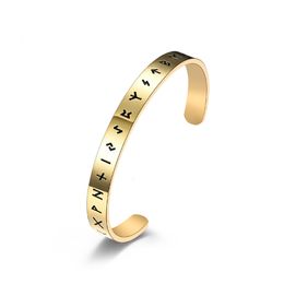 Bracciale a polsino con lettera vichinga nordica in acciaio inossidabile per uomini e donne Gioielli da regalo per anniversario di San Valentino