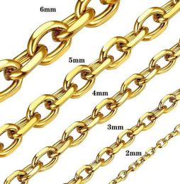 RVS O-ketting voor mannen vrouwen Rolo ketting 18k goud zilver zwart kabel link 2mm 3mm 4mm 5mm 6mm3787575