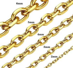 Acier inoxydable O Chain pour hommes Femmes Collier Rolo 18K Gold Silver Black Cable Link 2 mm 3 mm 4 mm 5 mm 6 mm2176463