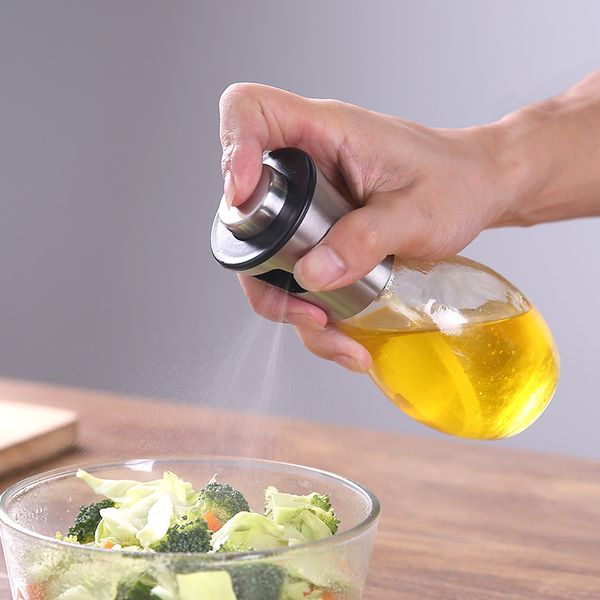 Bouteille en verre de pulvérisation d'huile en acier inoxydable 200 ml avec entonnoir pulvérisateur d'olive et bouteilles distributrices de vinaigre pour barbecue pot de cuisson assaisonnement outils de cuisine