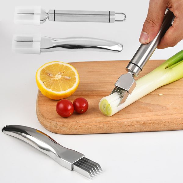 Acier Inoxydable Oignon Cutter Râpes Gadgets De Cuisine Multifonction Ail Trancheuse Râpes Chopper Cuisine Couteau Légumes Outils En Gros