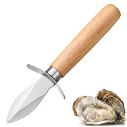 Roestvrijstalen Oyster Clam Shucking Mes Opener met Houten Handvat Keuken Zeevruchten Scherpgerande Shell Openers Tool