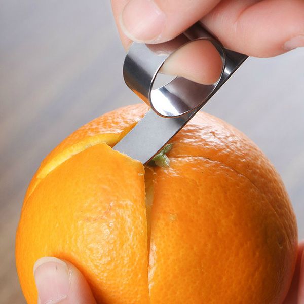 Pelador de acero inoxidable Parer Fruta naranja Tipo de dedo Peel abierto Utensilios de cocina Dispositivo portátil Herramienta abierta yq864