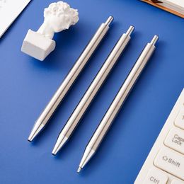 Roestvrijstalen pen Klik zilver Aangepaste huwelijkscadeau diy gepersonaliseerde logo epoxyhars glitter staal niet-clip metalen pennen SN4300