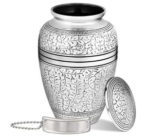 Urne décorative avec pendentif en acier inoxydable pour cendres humaines, taille adulte, fabriquée à la main, urne de crémation avec nom en étain 5169079