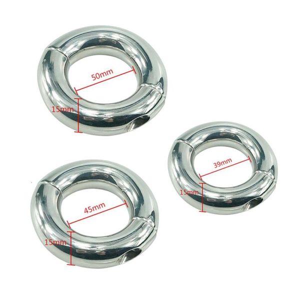 Anneau de bondage de pénis en acier inoxydable, civière de boule, retardement, anneau métallique durable, dispositif testiculaire de retenue du scrotum pour hommes Y1912036268429