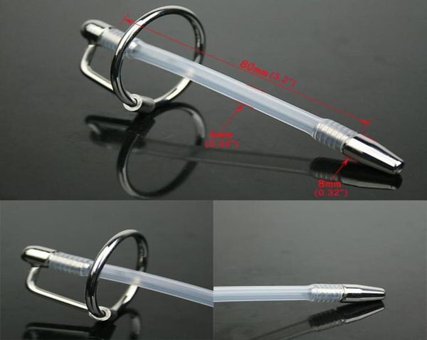 Tapón de pene de acero inoxidable, tubo de silicona, cinturones de castidad de estiramiento uretral, jaula de Metal para pene, equipo de Bondage de cuero, juguetes sexuales, pene Anal8087613