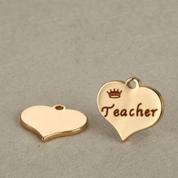 Acier inoxydable Personnalisé Gravé Accessoires Coeur Simple collier étudiant donneur professeur jour de L'enseignant souvenir Accessoires Cadeau
