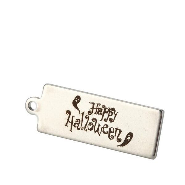 Acier inoxydable personnalisé Rectangle Argent Pendentifs Thriller Halloween Carnaval Halloween Décoration accessoires Horreur Halloween meilleur gi