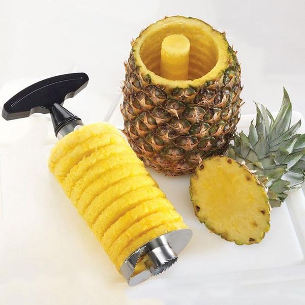 Fruits Outils En Acier Inoxydable Ananas Éplucheur Cutter Trancheuse Corer Peel Core Outil Légumes Couteau Gadget Cuisine Spiralizer WLL1457