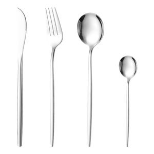 Cuchillos portugueses de acero inoxidable, tenedores, cucharas, vajilla, color sólido, mango largo, tenedores, cucharas, cuchillos, cucharaditas, juego de comedor occidental para hotel