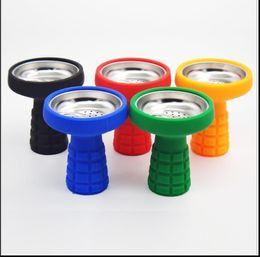 Accessoires pour fumeurs Pot en acier inoxydable bol narguilé narguilé charbon de bois fumée Silicone