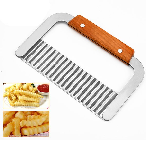 Couteau à trancher les pommes de terre en acier inoxydable, couteau à couper les pommes de terre ondulées, couteaux multi-frites, concombre, carottes, outil de cuisine Q816