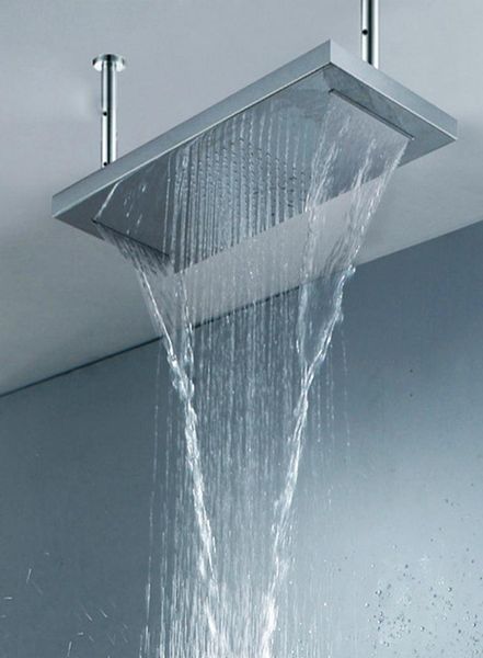 Pommeau de douche rectangulaire en acier inoxydable 22 pouces monté au plafond grand pommeau de douche à effet de pluie robinet cascade pour salle de bain haute qual1466398