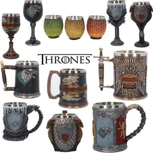 Roestvrij staal hars tronen kopjes Lied van ijs en vuur Viking biermok 3D sculptuur koffiekopjes tankard wijnbeker drinkware 231228