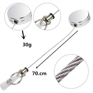 Stainless steel Retractable Pull Badge Reel Zinc Alloy metal ID Lanyard Name Tag Card Recoil Belt Key Ring Chain Clips