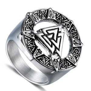 Stainless Steel Retro Silver Irish Eternal Triangle knot Viking Ring Jewel High Quality ancient Nordic Odin Celt knot Celtic Amulet Rings For Men