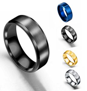 Roestvrijstalen ring dubbele afgeschuinde rand Frosted ring European en American Fashion Men039s Tekening titanium7246415
