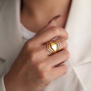 Anillo de acero inoxidable con forma de rombo geométrico, Anillos antiguos, Anillos elegantes a la moda para mujer, joyería, regalos de compromiso de boda