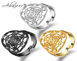 Roestvrijstalen ringen Aartsengel Metatron Gold Ring Symbool Amulet Women Men 039S Charm Jewelry6758237