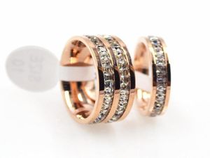 Roestvrijstalen ringen voor vrouwen SingleDouble Twee rijen diamant rosesilvergold vergulde dame trouwring met joodse box6112831