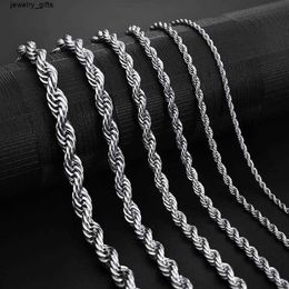 Collier de chaîne de corde en acier inoxydable 2-5 mm ne jamais fondre les colliers de tour étanche des hommes