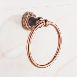 Anillo de toalla de oro de oro rosa de acero inoxidable colgando accesorios de baño europeos simples anillos294z
