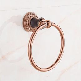 Anillo de toalla de oro rosa de acero inoxidable, colgante redondo, accesorios de baño europeos simples, anillos 299q