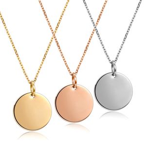 Collier pendentif rond en acier inoxydable créatif blanc collier à faire soi-même accessoires de bijoux de mode cadeau de saint valentin