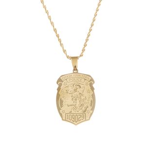 Rvs Saint Michael Penant Kettingen Gepersonaliseerde Politie Badge met afdeling Badge Number Chain Sieraden