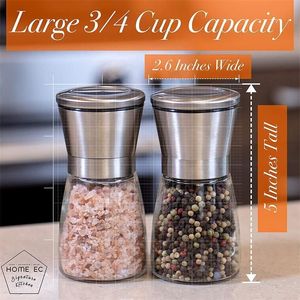 Adjustable Stainless Steel Ceramic Salt and Pepper Grinder Set