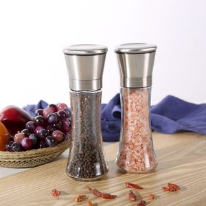 Roestvrijstalen zout- en pepermolen Shakers Glazen body Zout- en pepermolen met verstelbare keramische rotor ZC2731