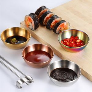 Stainless Steel Sauce Dish Small Seasoning Bowl Side Plates Butter Sushi Plate Vinegar Soy Dishes Kitchen Saucer