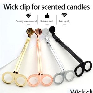 Ciseaux en acier inoxydable Snuffers Bougie Wick Clipper Rose Gold Cutter Lampe à huile Outils de coupe Fy4380 11.8 Drop Delivery Dhee1