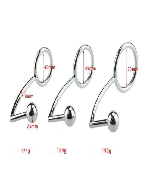 Anillo para el pene del escroto de acero inoxidable, tapón anal, gancho anal, doble estimulación del ano y el pene, juguete sexual para hombres, productos sexuales masculinos6327586