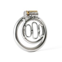 Dispositivo de juguete sexual de acero inoxidable anillo para pene cornudo jaula de pene de castidad masculina de Metal largo