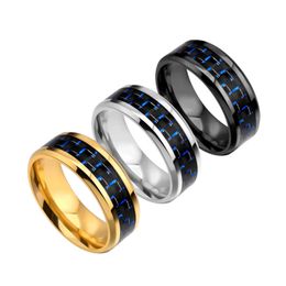 Rvs Shining Heren Ring Masonic Joodse Sieraden Blauw Carbon Fiber Religie Ringen Juweeltjes voor Mannen Dames Paar Ring