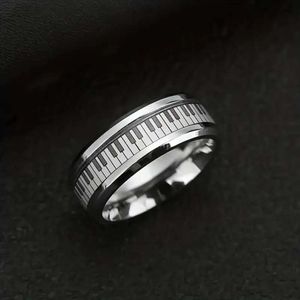 Teclado electrónico plateado de acero inoxidable, anillo personalizado para pareja de hombres y mujeres, joyería