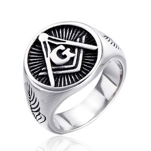 Siltrage en acier inoxydable Freemason Masonic Ring Jewel Bijoux de personnalité maçon