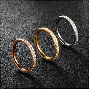 Roestvrij staal eenvoudige cnc volledige zirkoon steen dunne staartringen goud vergulde minimalistische charme ringen voor vrouwen sieradencadeau