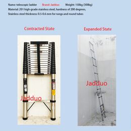 Roestvrijstalen enkele telescopische ladder met antislipkussen/roestvrij staal 201