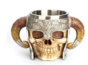 Tasse de crâne en acier inoxydable Viking tasse de boisson squelette résine bière Stein tankard tasse de café tasse thé halloween bar buvette