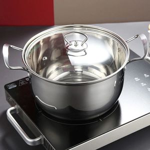 Pot de soupe en acier inoxydable Utilisation Stockpot multifonction Pottes de cuisson Pautes en verre bouillant bouillant d'eau lait panoramique 240304