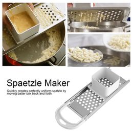 Máquina para hacer Spaetzle de acero inoxidable con empujador de seguridad, máquina Manual para hacer Pasta, utensilios de cocina, herramienta 240113