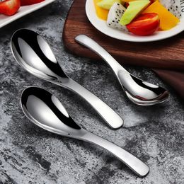 Rvs Lepel Korte Steel Kinderen Soep Lepel Dikker Ijs Fruit Scoop Melkpoeder Honing Lepels Keuken Servies TH1266