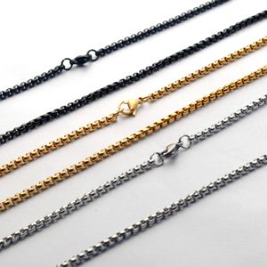 Collier de perles carrées en acier inoxydable, bijoux en acier titane avec chaîne pour femmes, chaîne polyvalente, accessoires de bricolage pour hommes européens et américains