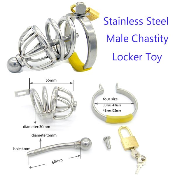 Cage de chasteté de taille standard en acier inoxydable Male Magic Locker Penis Ring Belt Fun Sex Toy