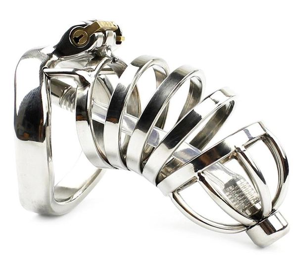 Dispositivo masculino de bloqueo de acero inoxidable con catéter uretral de la jaula virginidad cinturón de virginidad anillo de pene2946103