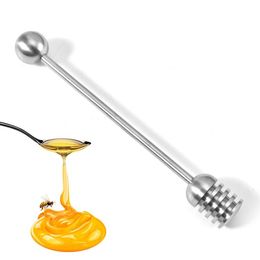 Mango recto de acero inoxidable Honey Stick Tools Metal Honey Dippers Coffee Tea Stirrer Party Supply Honeys Jar Stick Cucharas SN4386