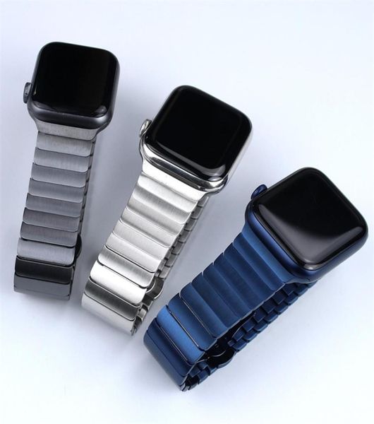 Sangle en acier inoxydable pour Apple Watch 7 Band 41mm 45 mm I 44 mm40 mm Bracelet en métal papillon Serie 6 5 4 SE 2205073727028